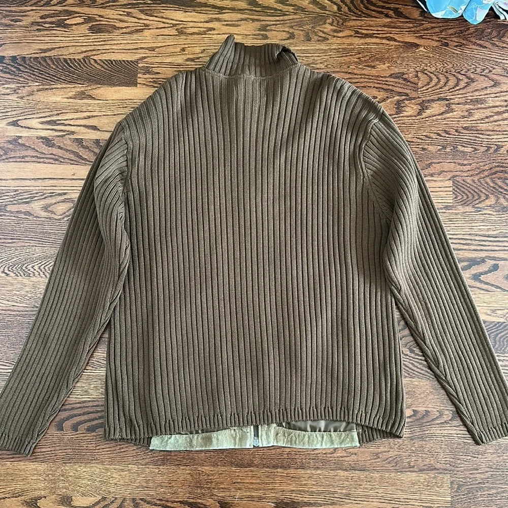 Cubavera Men's Tan Suede and Knit Zip Up Jacket size XL